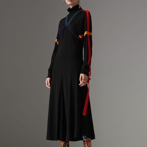 Burberry colorblock jersey turtleneck dress NEW